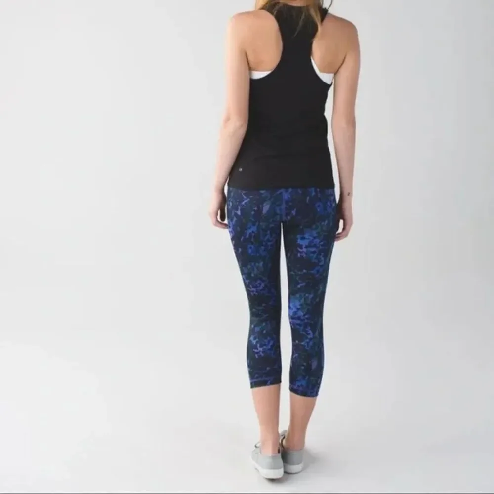 Lululemon Wunder Under Crop Leggings Sz 6 22” Multicolor Print Yoga Gym